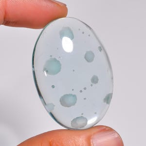 Naturlig Aqua Ghoooste Cookeiten Kvarts Oval Cabochon Ädelsten För Smyckestillverkning (41X28X9mm)