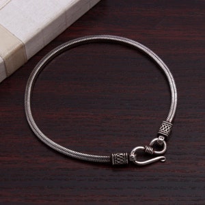 925 Silver Bracelet, Sterling Silver Bracelet, Sterling Silver Snake Chain Bracelet, Handcrafted Silver Bracelet, Jewelry Gift for Him & Her