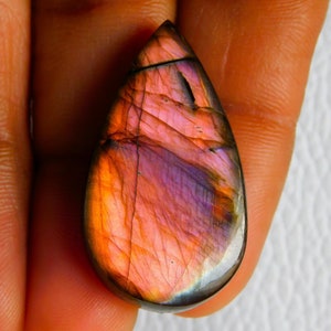 Natural Multi Purple Labradorite Cabochon Natural Labradorite Pear Shape Loose Gemstone Healing Crystal Jewelry Making 30Ct 33X18X6 MM