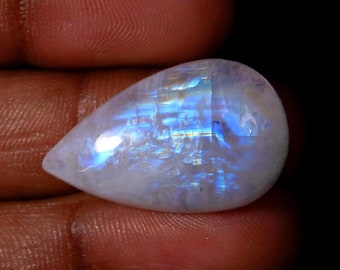 Rainbow Moonstone Cabochon Gemstone, Natural Rainbow Moonstone Loose Gemstone, Healing Crystal, Jewelry Making, Size 26x16x7mm 24Cts