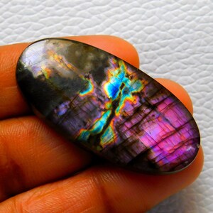 Natural Multi Purple  Labradorite Cabochon Natural Labradorite Oval Shape Loose Gemstone Healing Crystal Jewelry Making 55 Ct 44X21X6 MM