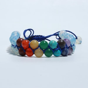 Natural Multi Stone Mix Adjustable 1 Pcs bracelet Cabochon Loose Gemstone, Natural Rondelle Shape Multi Stone bracelet 150 Ct 8 MM Round