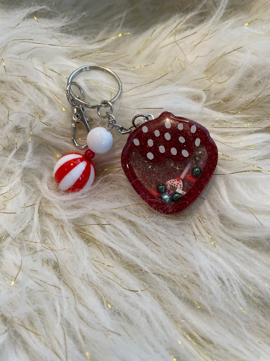 Strawberry Shaker Keychain and Bag Accessory Etsy
