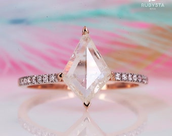 Engagement ring White diamond ring Milky diamond ring V-shape prongs ring Cheap ring Natural diamond ring Diamond ring Solid gold ring