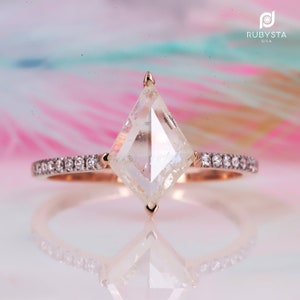 Engagement ring White diamond ring Milky diamond ring V-shape prongs ring Cheap ring Natural diamond ring Diamond ring Solid gold ring