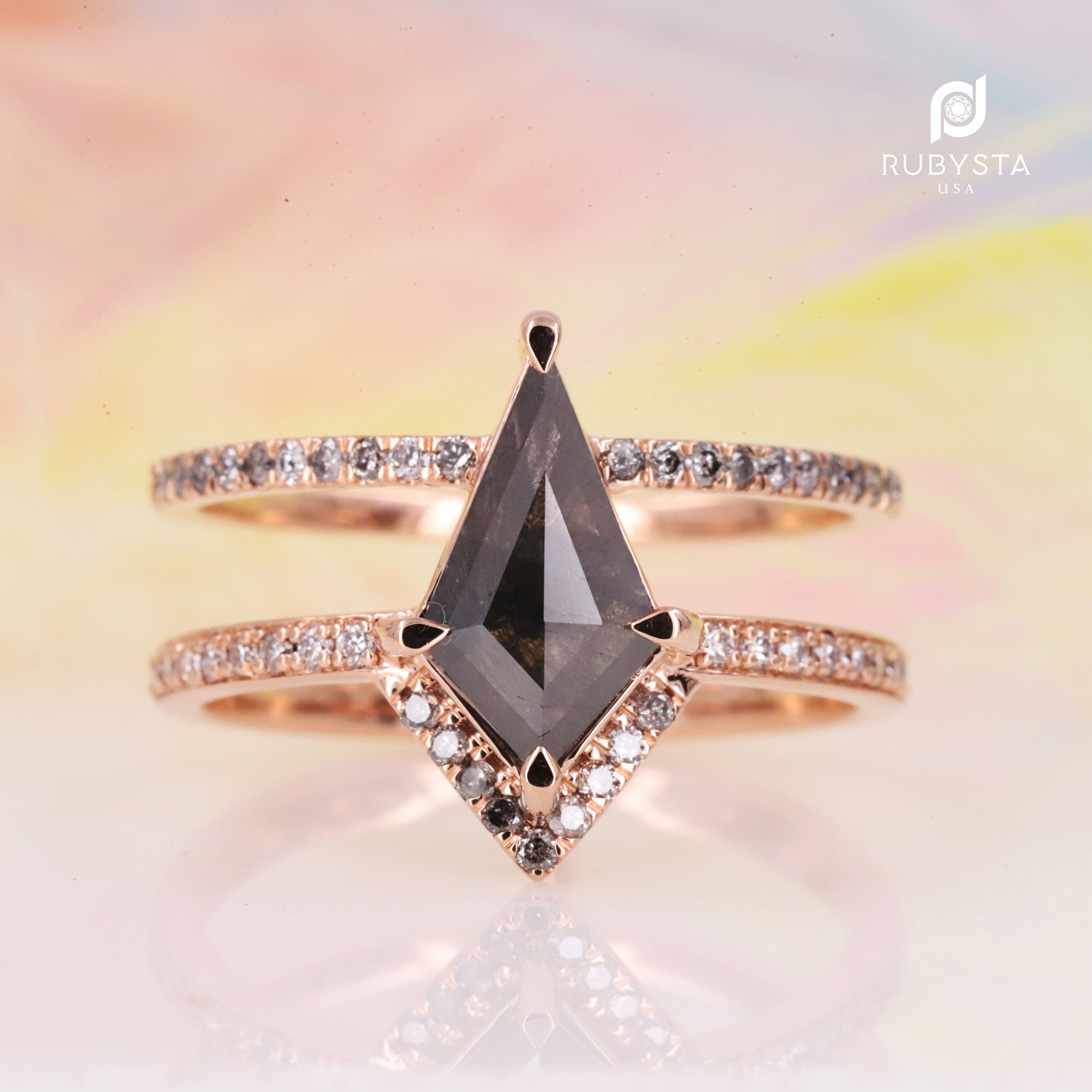 Salt and Pepper Diamond Ring Kite Engagement Ring Kite Etsy UK Salt and Pepper Diamond Ring Kite Engagement Ring Kite Etsy UK