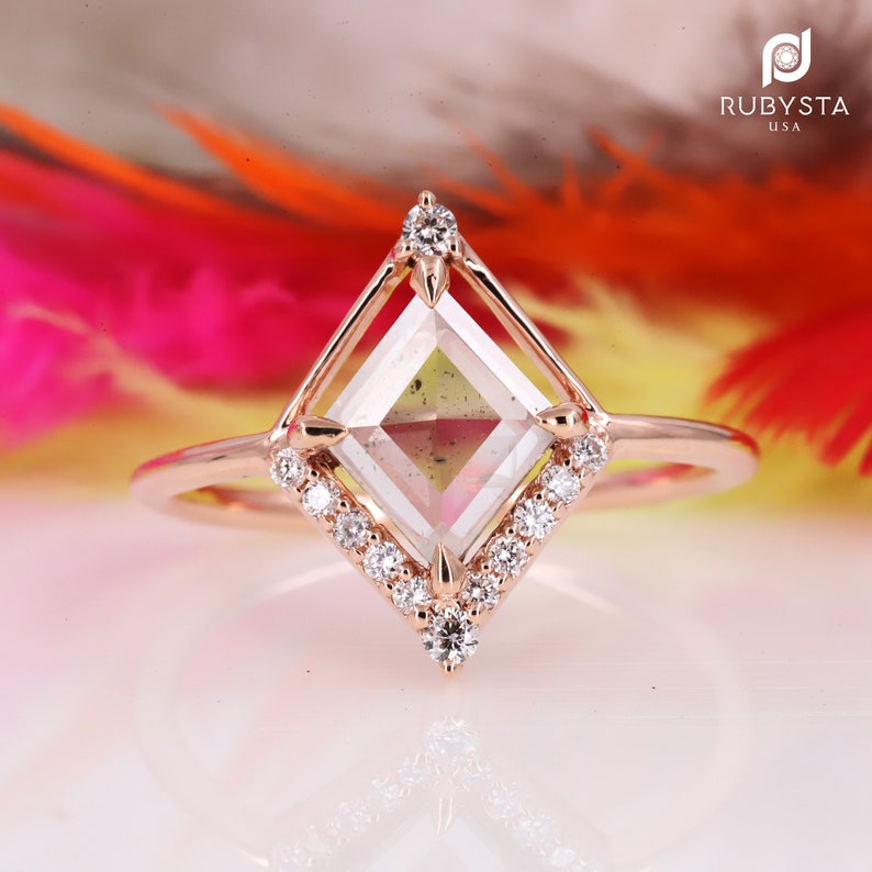 Salt and Pepper Diamond Ring Kite Engagement Ring Kite Ring Etsy