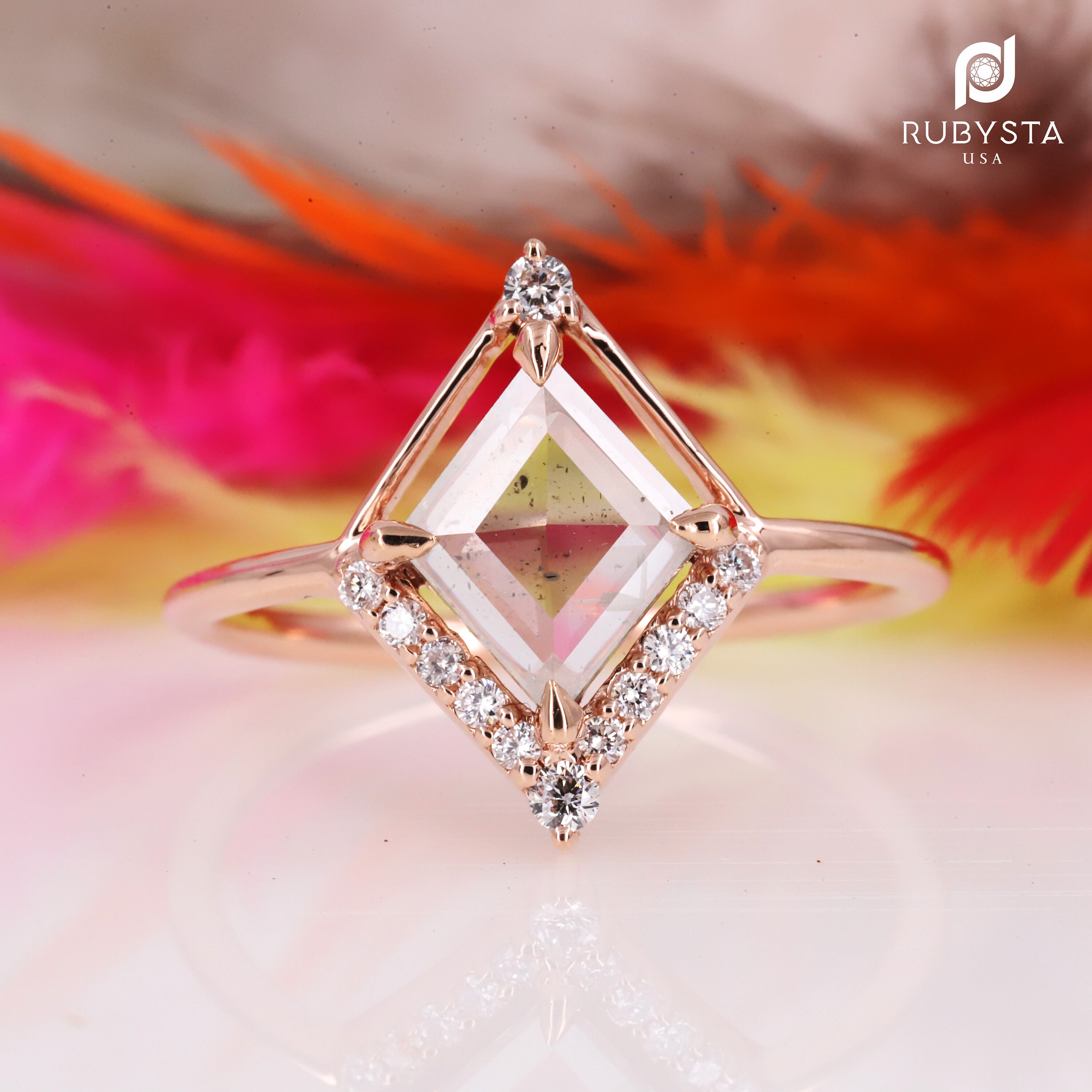 Salt and Pepper Diamond Ring Kite Engagement Ring Kite Ring Etsy