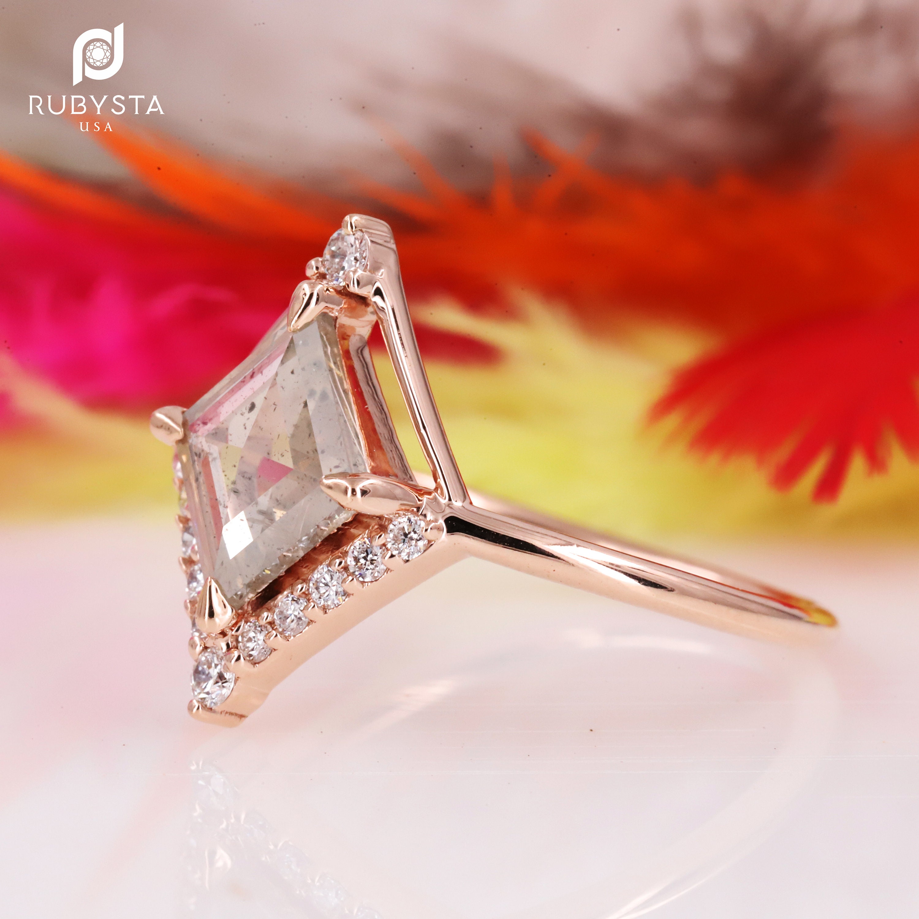 Salt and Pepper Diamond Ring Kite Engagement Ring Kite Ring Etsy