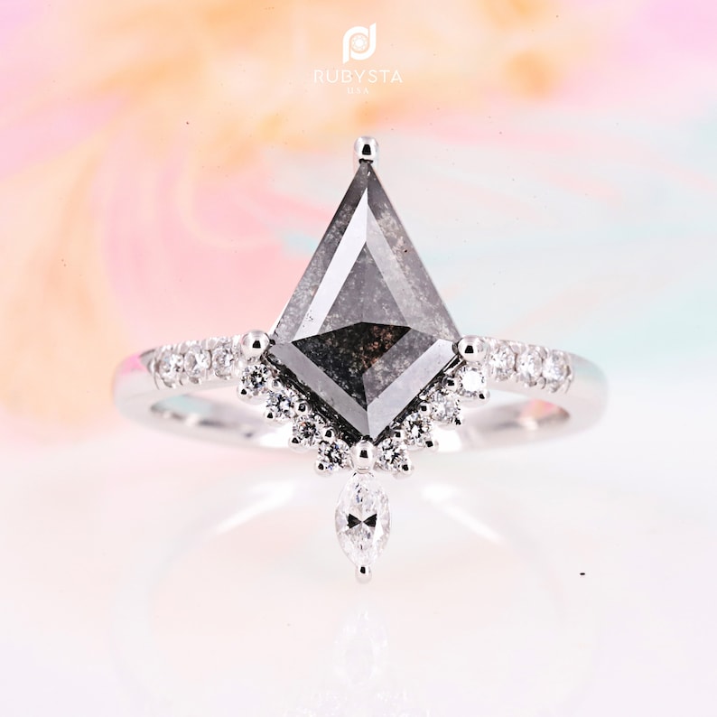 Salt and Pepper Diamond Ring Kite Engagement Ring Kite Etsy