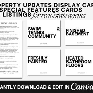 Objektaktualisierungen Rack Cards & Special Feature Cards Templates für Listing Agents | In Canva bearbeiten | Makler | Canva | Minimalistisch