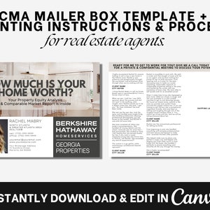 CMA Box Template for Real Estate Agents | CMA Mailer Box | Edit in Canva | Real Estate Agent Materials | Customizable Agent Resource