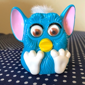 Vintage 1998 McDonald&#39;s Happy Meal Furby Toy | Teal and White with White Hair