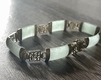 Vintage Real Jade Bracelet Chinese Good Fortune