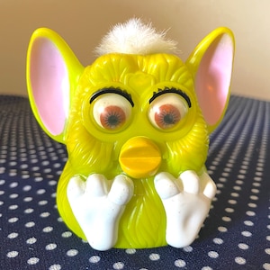 Vintage 1998 McDonald&#39;s Happy Meal Furby Toy | Neon Green and White with White Hair