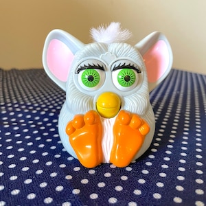Vintage 1998 McDonald&#39;s Happy Meal Furby Toy | Light Gray and White with White Hair
