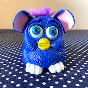 Vintage 1998 McDonald&#39;s Happy Meal Furby Toy | Blue and White with Purple Hair
