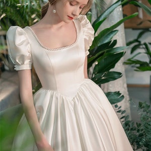 White Wedding Dress Renaissance Dress Vintage Satin Long - Etsy