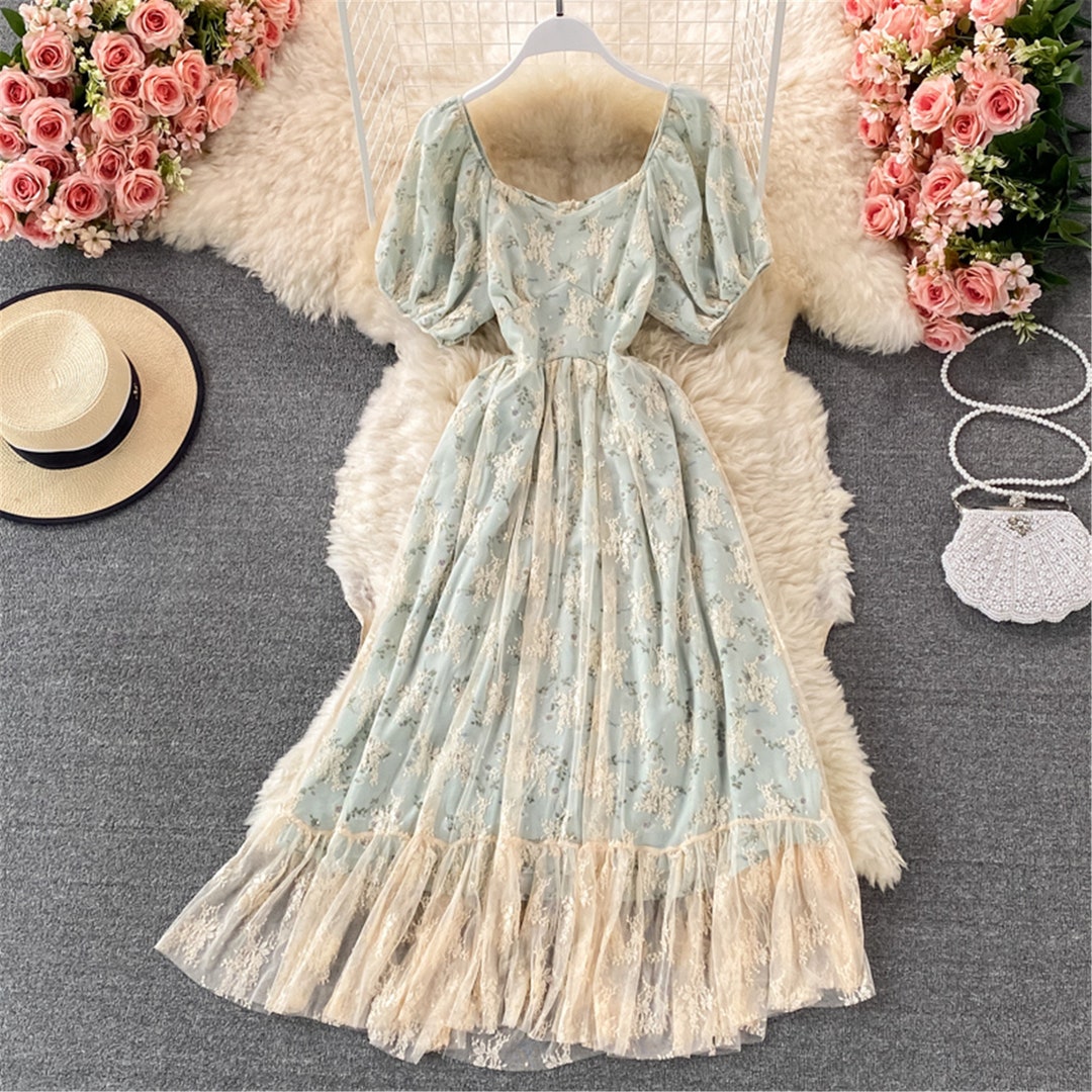 Floral Dress Tulle Dress Fairy Dress Cottagecore Dress - Etsy