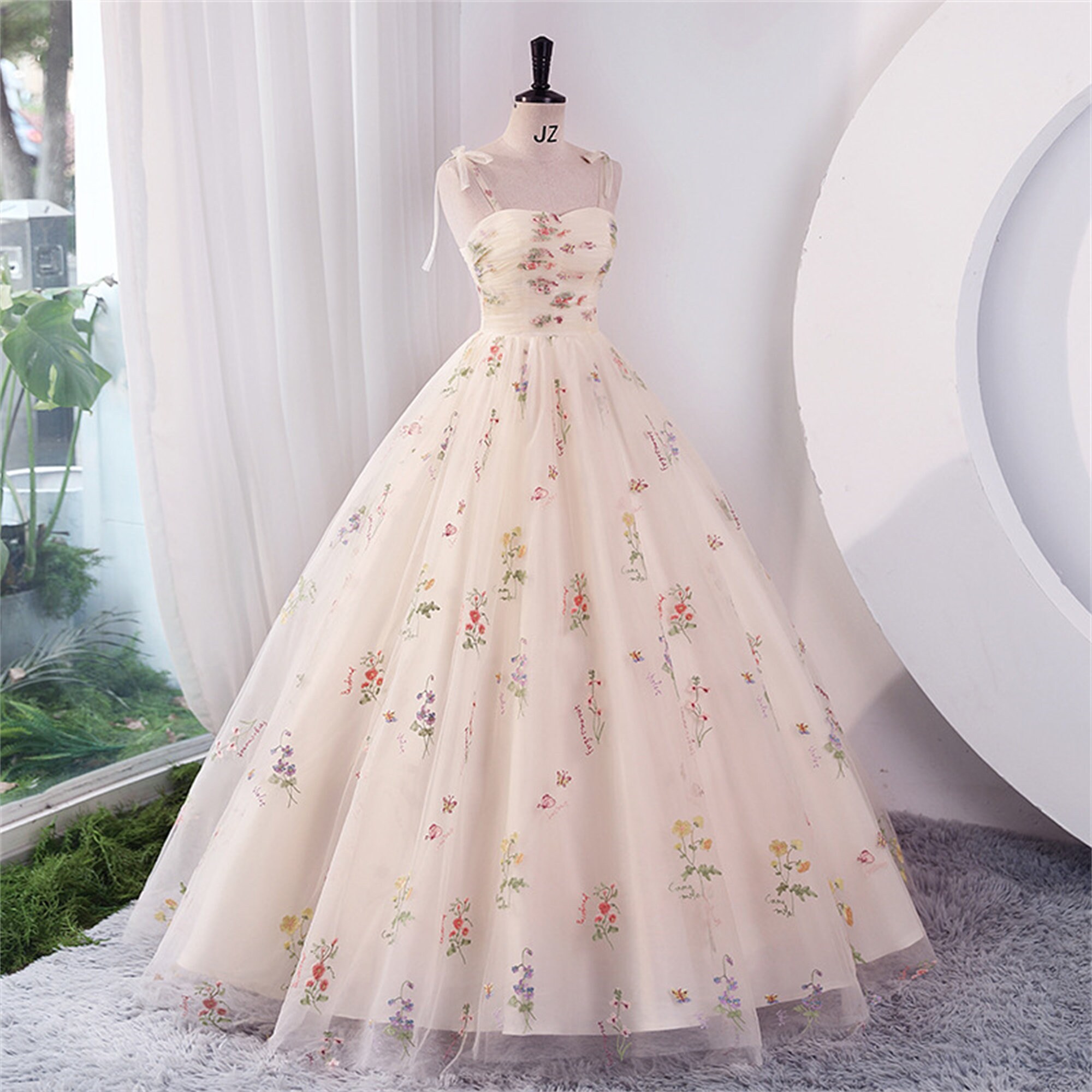 Embroidered Flower Tulle Slip Dress, Prom Long Dress, Formal Dress, Wedding  Guest Dress, Fairy Dress, Cottagecore Dress, Christmas Dress. -  UK