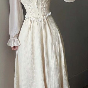 Beige Vintage Dress Set Cottagecore Dress Victorian Dress - Etsy