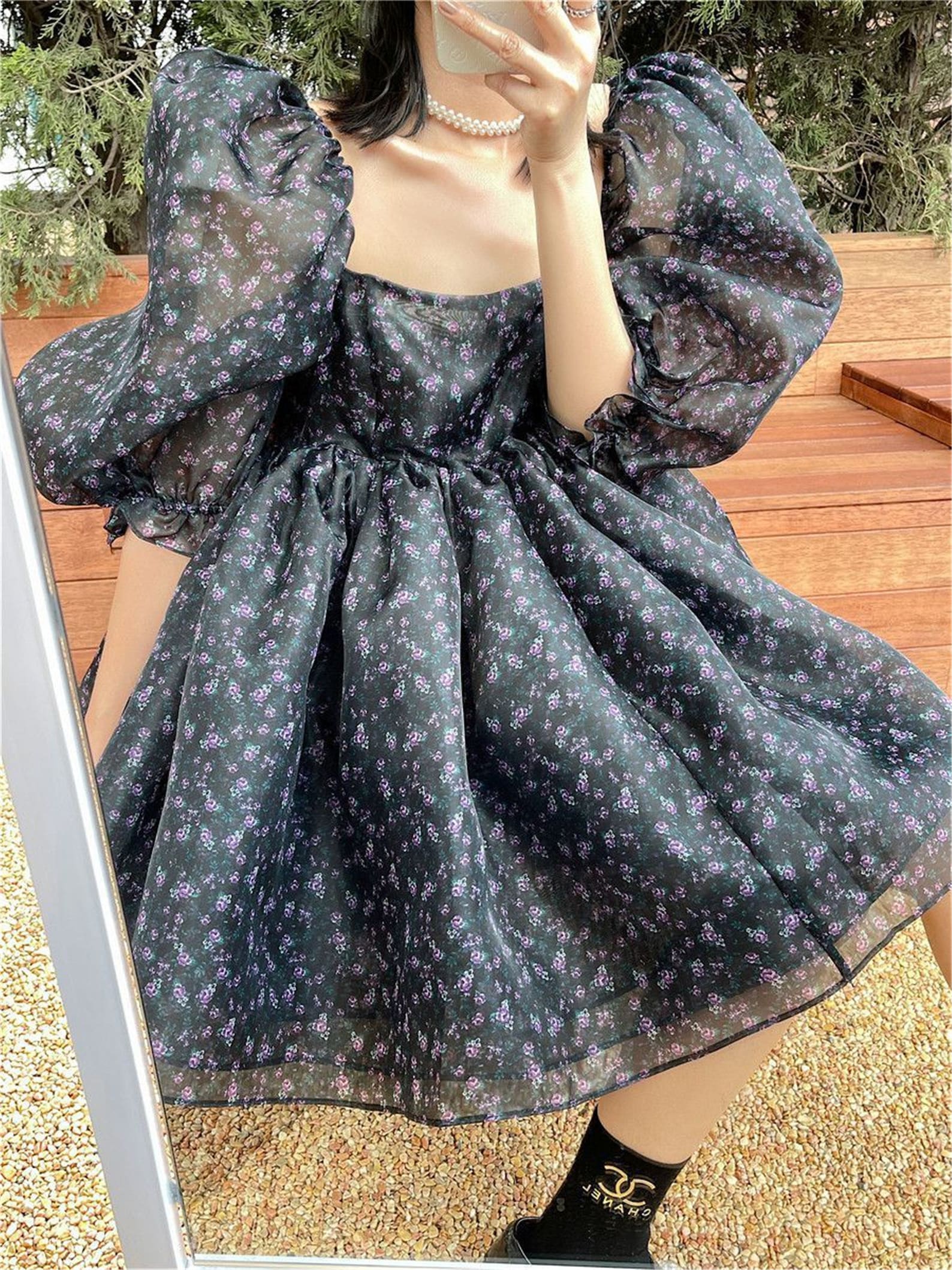 tulle puff sleeves
