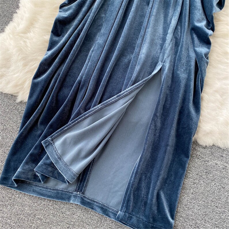 Blue Velvet Formal Dress Vintage Velvet Dress Fairy Dress - Etsy