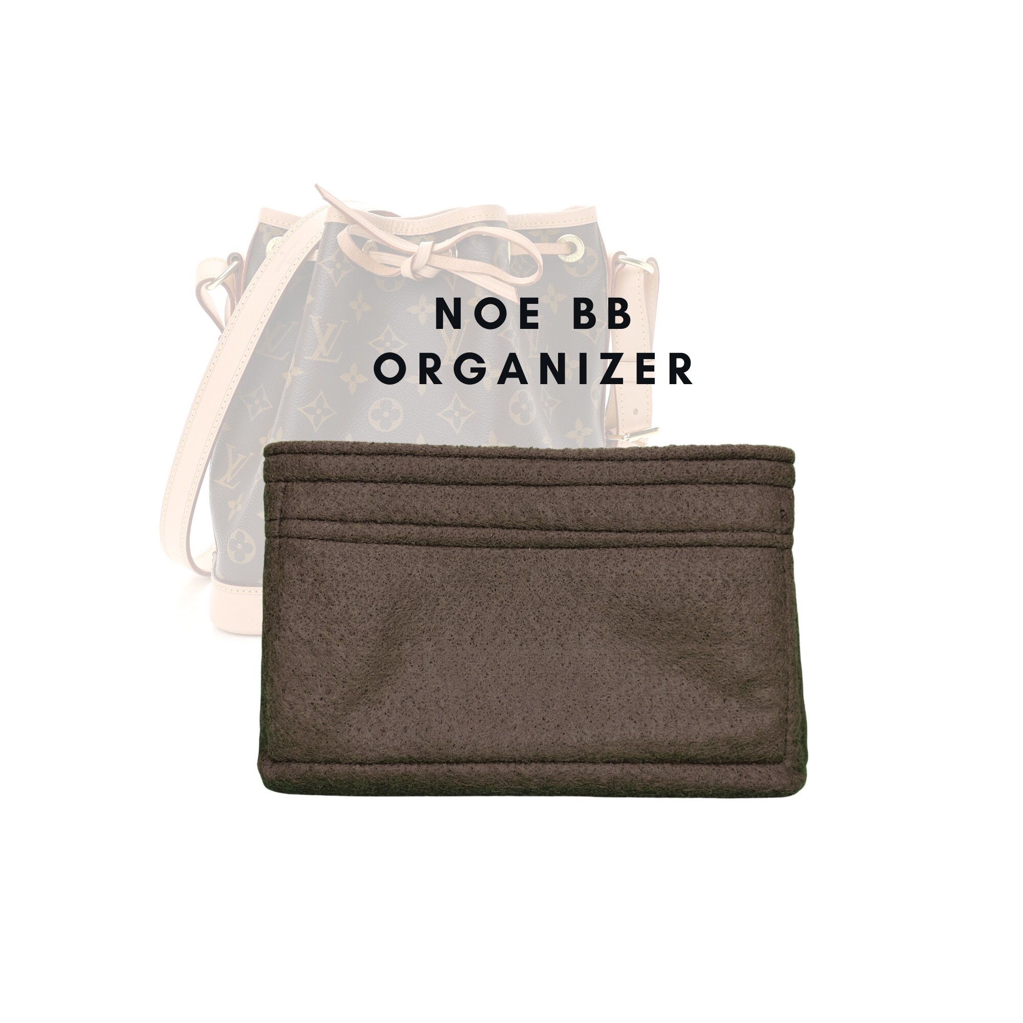 NOE BB Organizer] Felt Purse Insert with Middle Zip Pouch, Customized