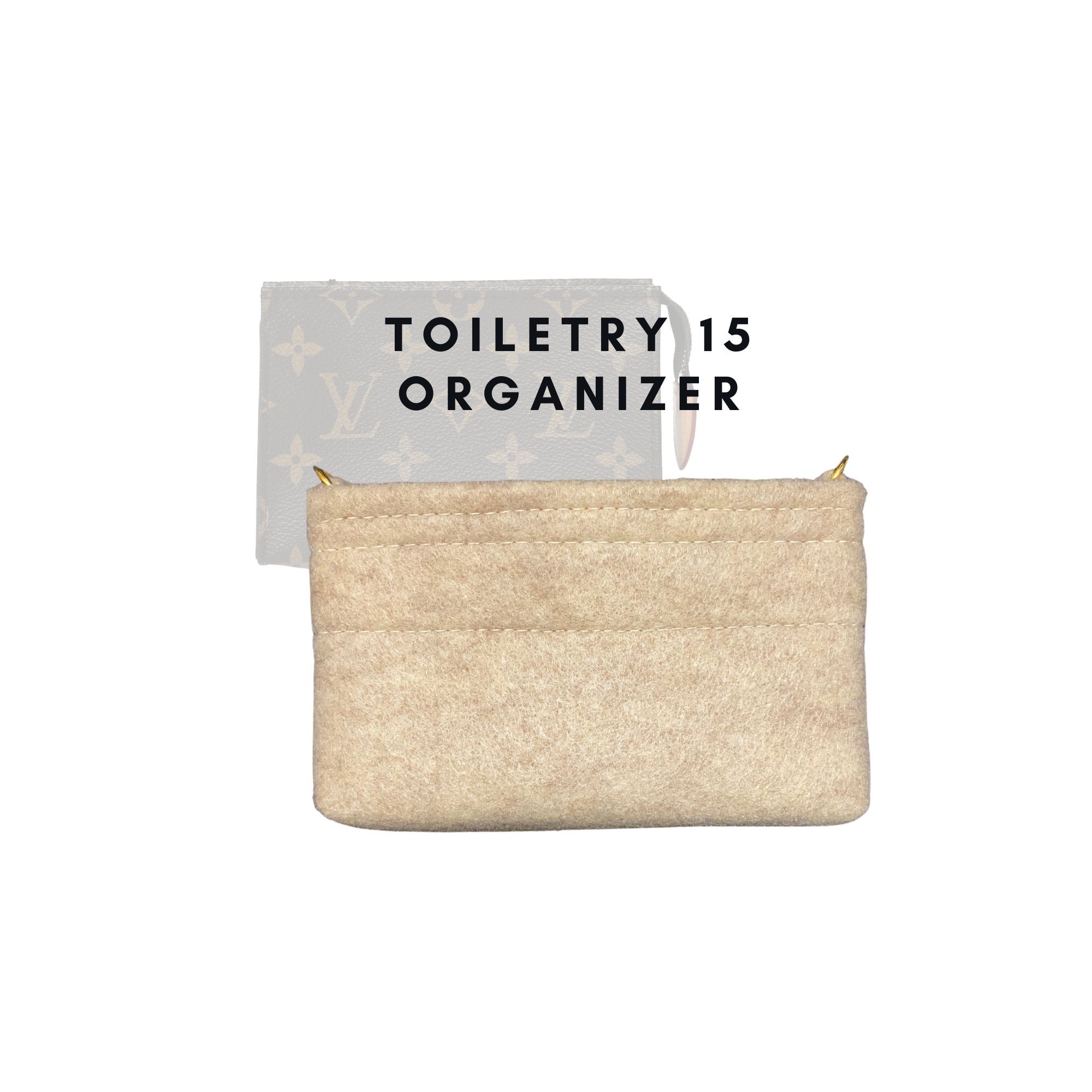 Felt Insert Organizer for L V Toiletry 15 Pouch W/ D-rings 