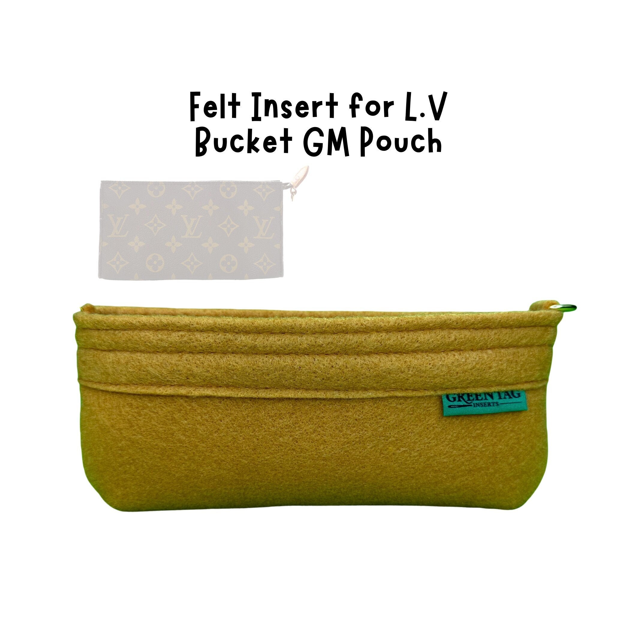 Felt Insert for L V Bucket Pouch GM With Gold D-ring 