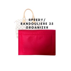 以下が含まれることがあります： Speedy/Bandouliere 25 ハンドバッグ用の明るい赤色のフェルト製バッグオーガナイザー