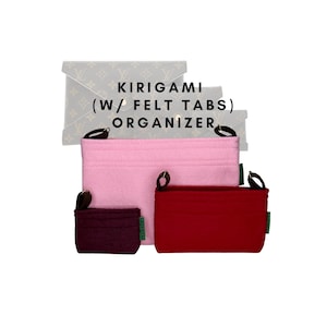 May include: A set of three felt organizers in pink, red, and burgundy with the text "KIRIGAMI (W/ FELT TABS) ORGANIZER" on the largest organizer.