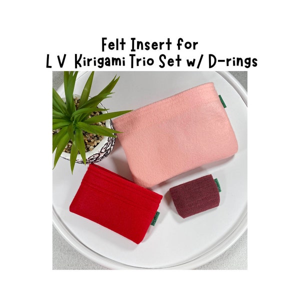 Felt Insert Organizer for L V Trio Classic Kirigami Pouch Set with D-rings, Crossbody Chain Strap