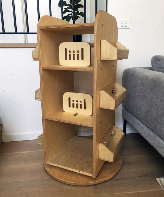 Wooden 2024 rotating bookshelf