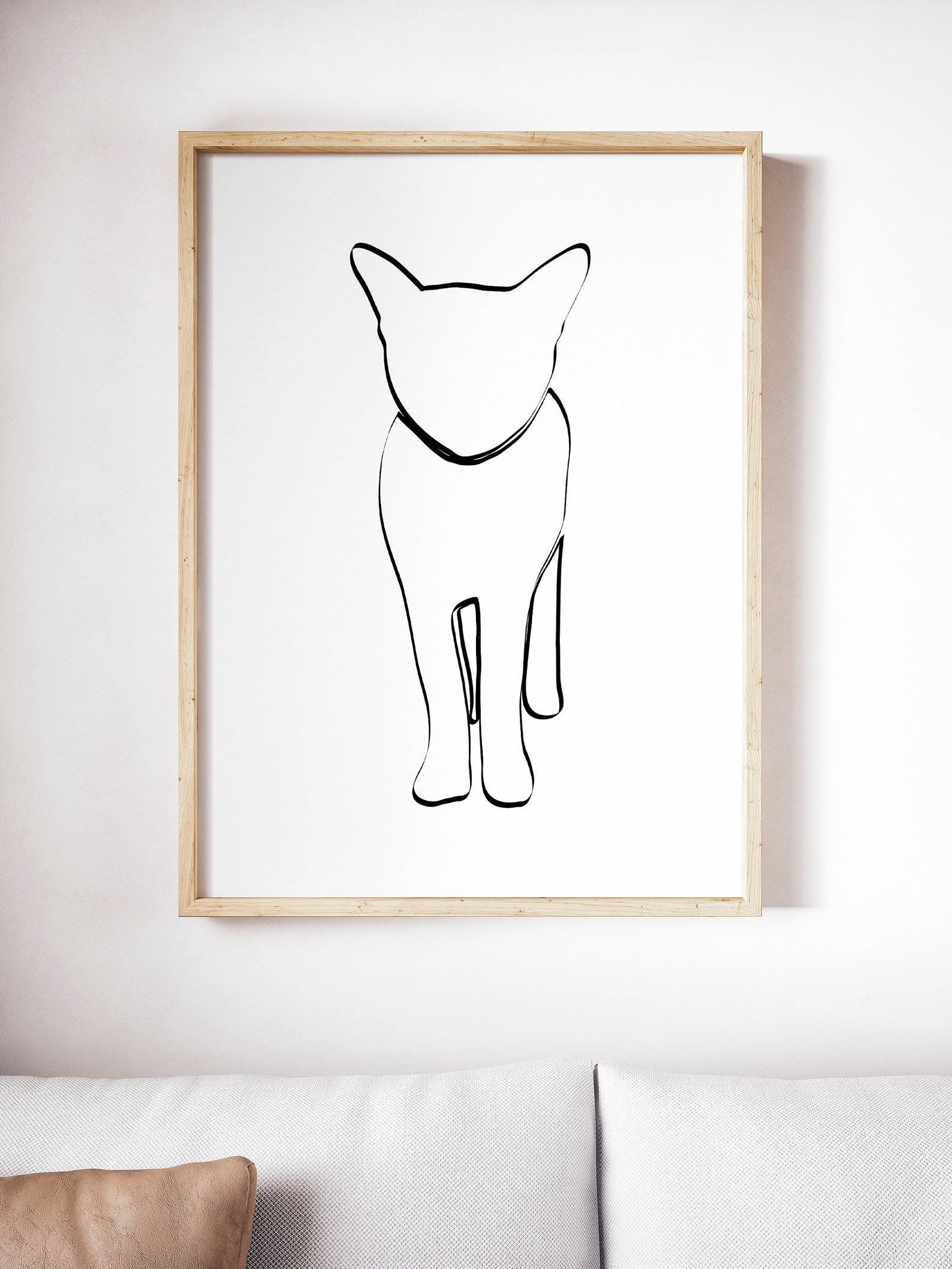 Cat Line Drawing Abstract Line Cat Print Single Line Cat Etsy