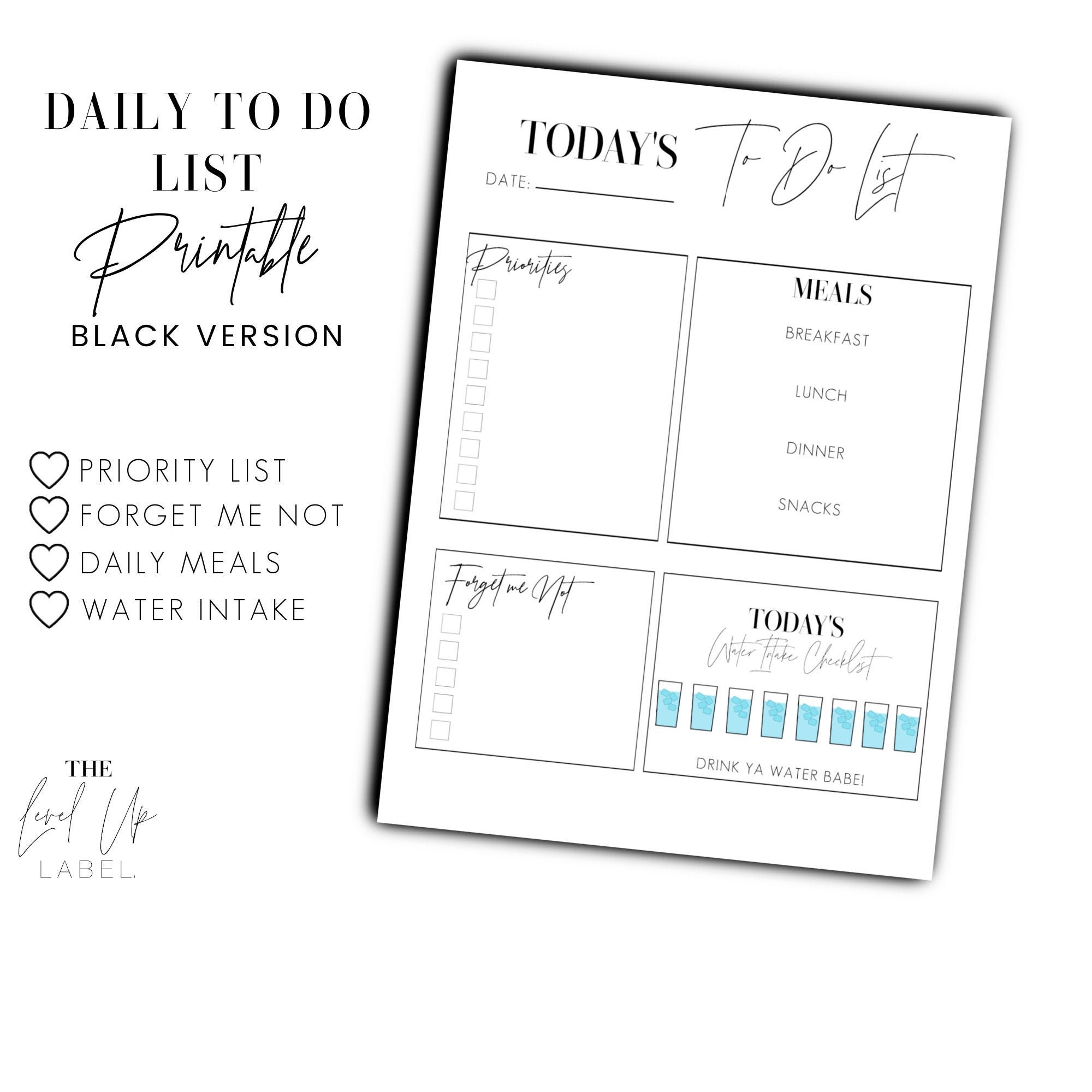 Daily to Do List Printable Today's to Do List Daily Planner Priority To