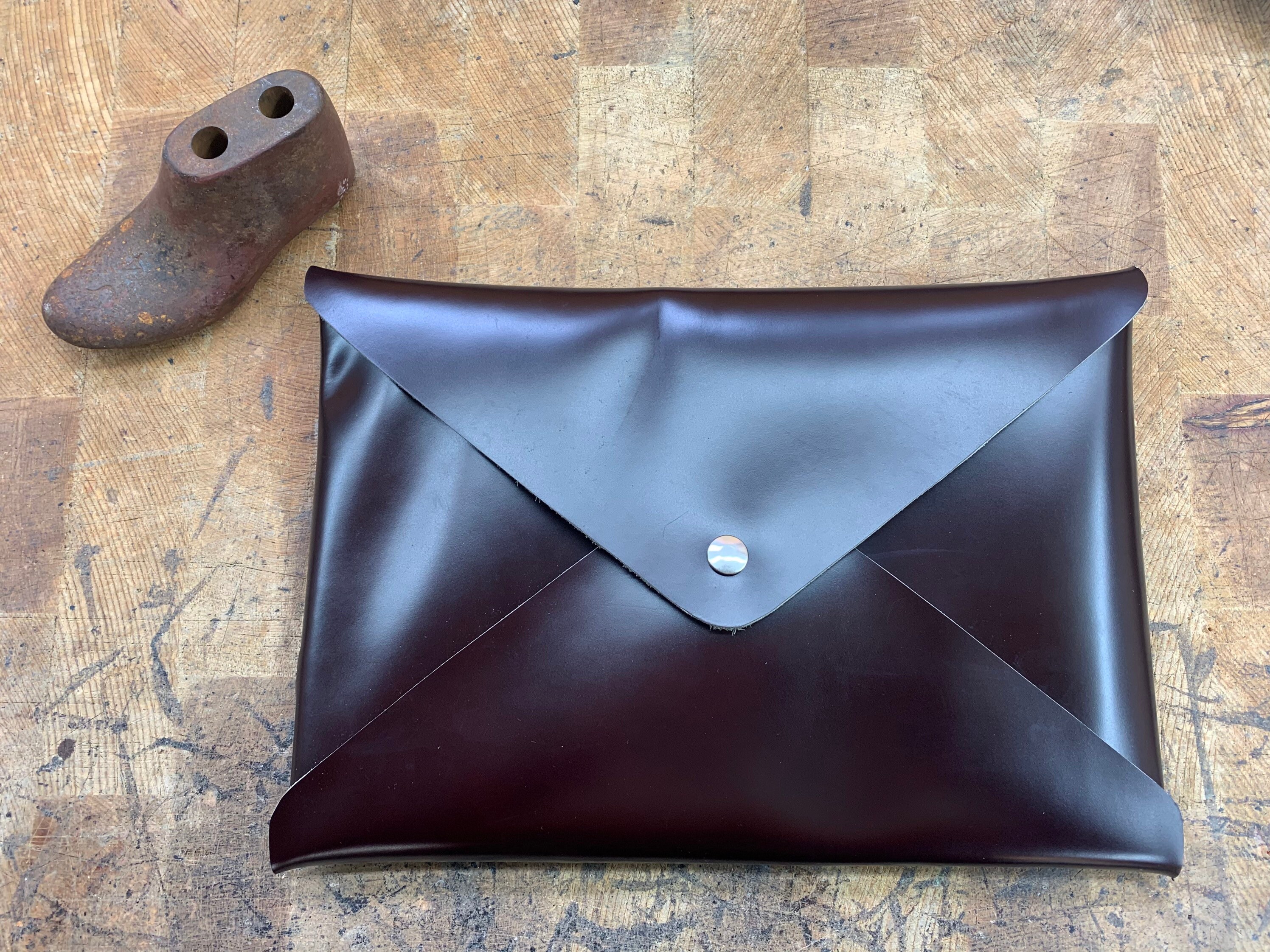 Leather Envelope Clutch, Aubergine - The Paris Market