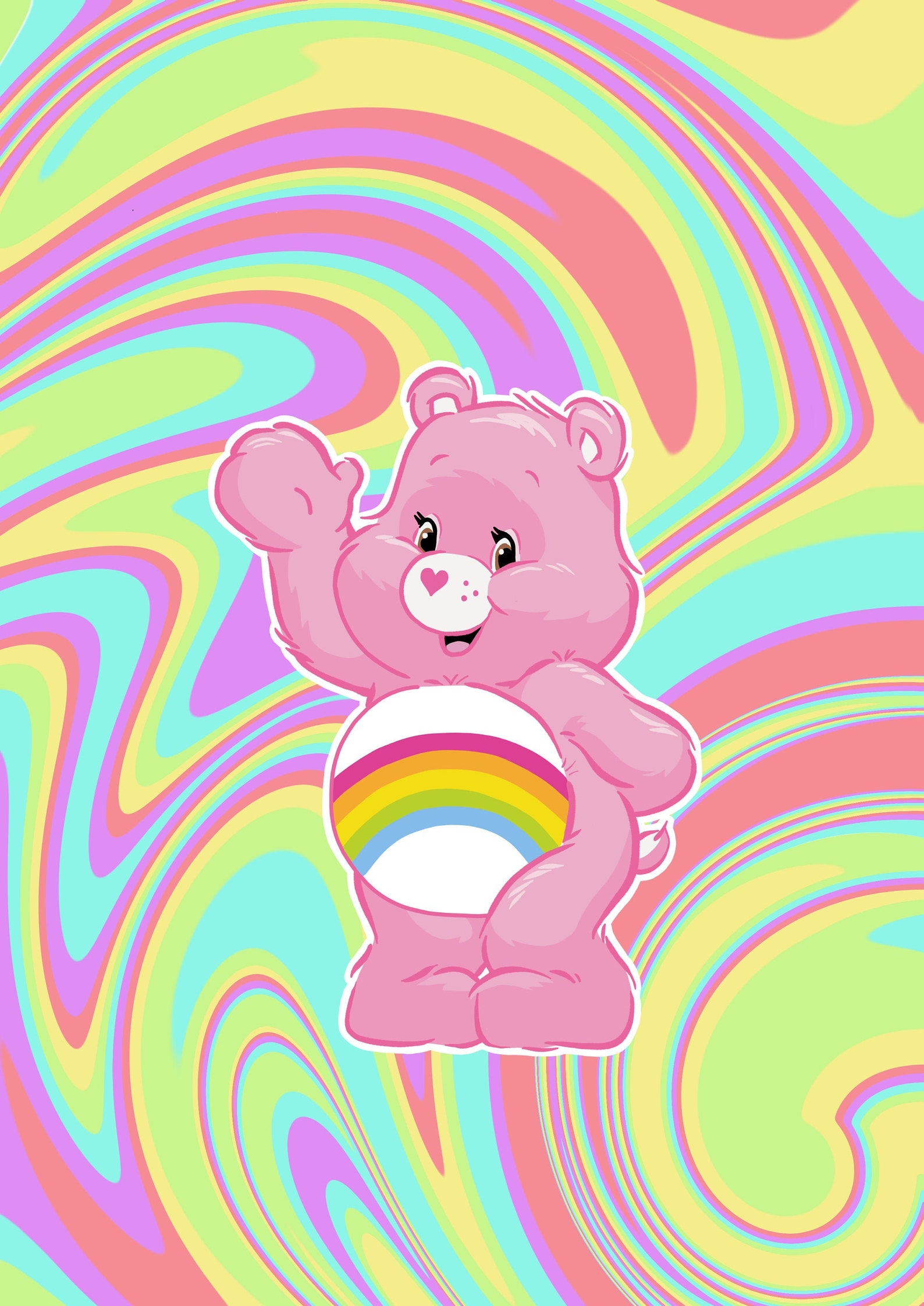 Cheer bear care bear sticker | Etsy