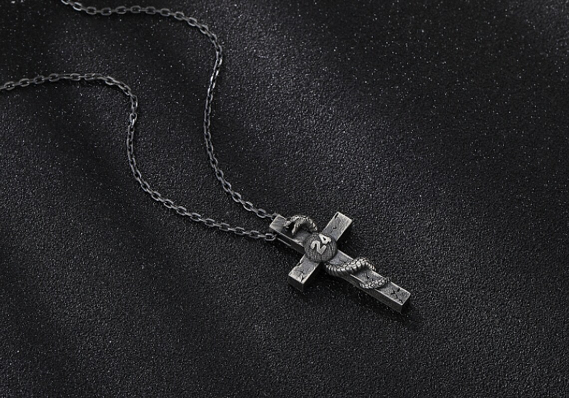 Kobe Bryant Cross Silver Necklace Black Mamba NBA Chain Etsy UK