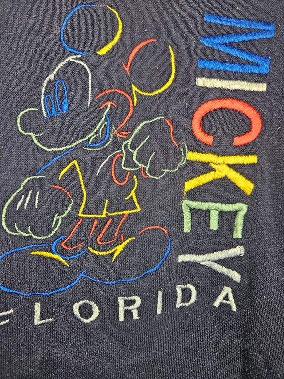 Vintage Navy Mickey Mouse Sweatshirt Neon Embroid… - image 3