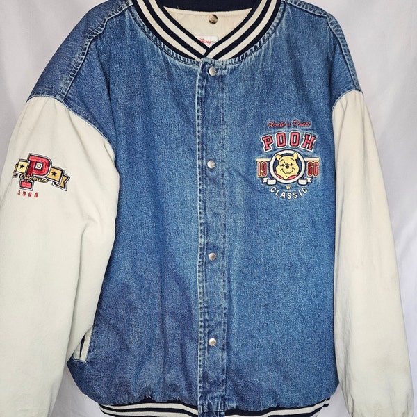 Vintage Denim Bomber Jacket Winnie the Pooh XXL