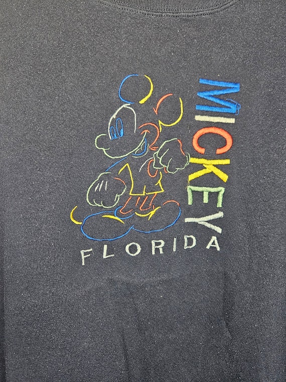 Vintage Navy Mickey Mouse Sweatshirt Neon Embroid… - image 5