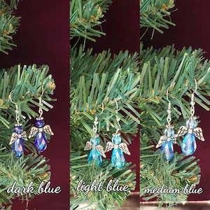 Zilverblauwe Angel Oorbellen
