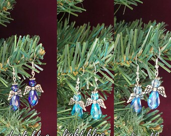 Silver Blue Angel Earrings