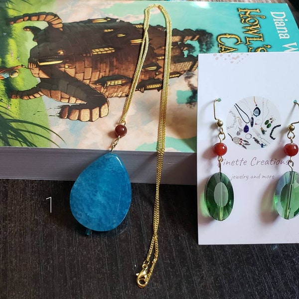 Howl's Moving Castle inspired Earring and Necklace Set