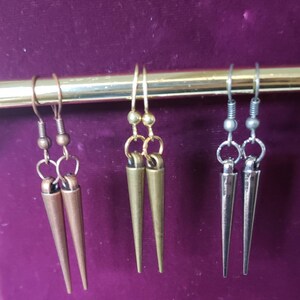 Silver, Copper, and Gold Point Earrings