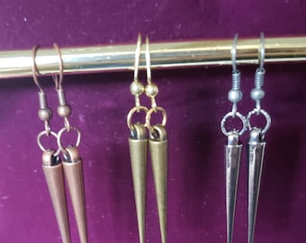 Silver, Copper, and Gold Point Earrings