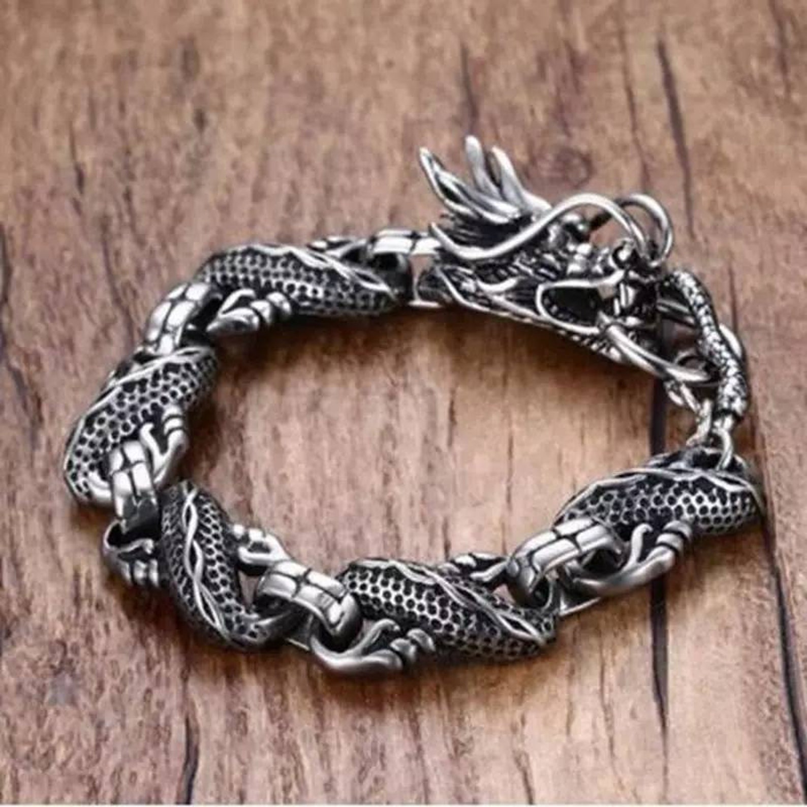 Dragon Bracelet Silver Chinese Dragon Chain Bracelet | Etsy
