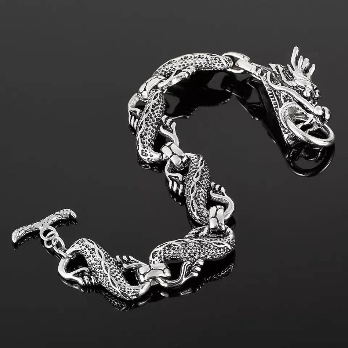 Dragon Bracelet Silver Chinese Dragon Chain Bracelet | Etsy