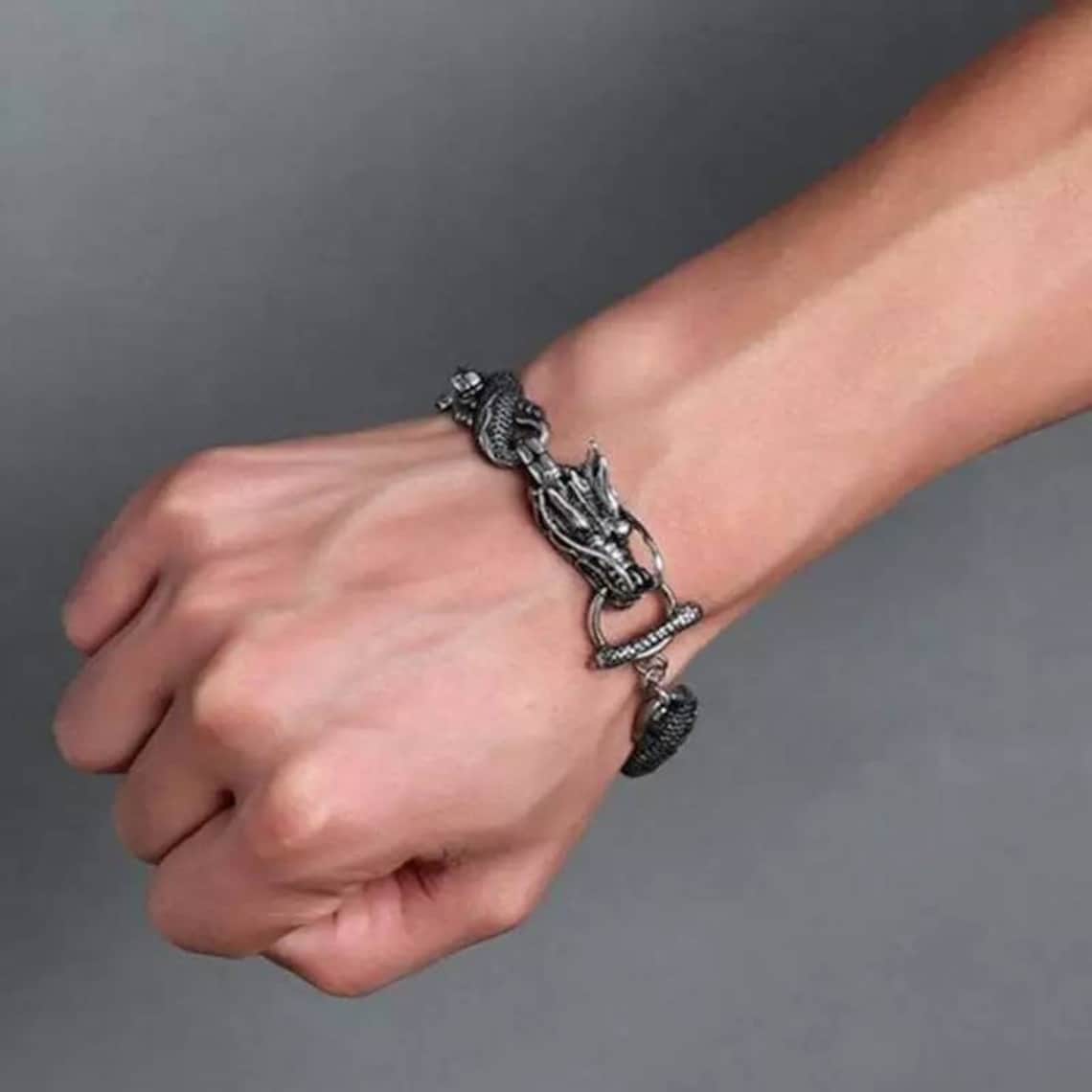 Dragon Bracelet Silver Chinese Dragon Chain Bracelet Etsy
